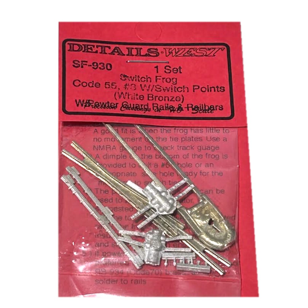 NEW Details West SF-930 Code 55 Switch Frog Set with Plastic Railbars & Guard
