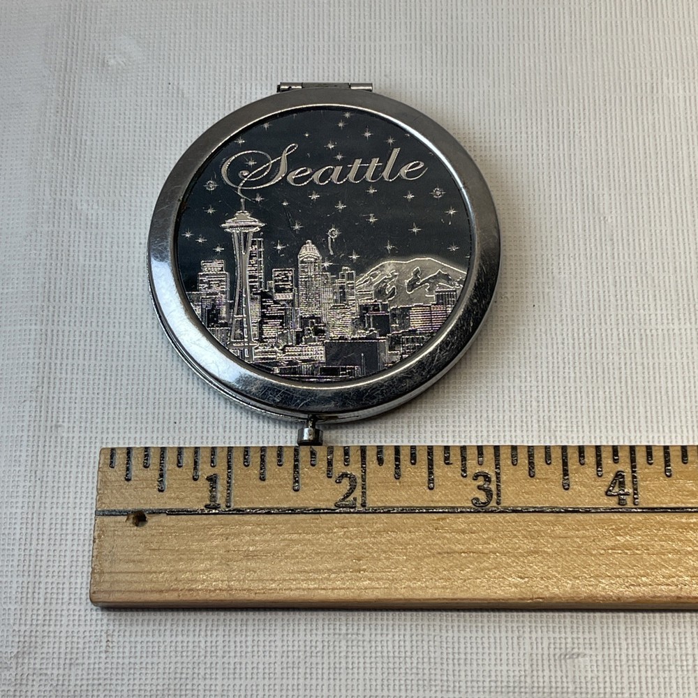 Seattle Compact Folding Vanity Mirror Used Silver Tone