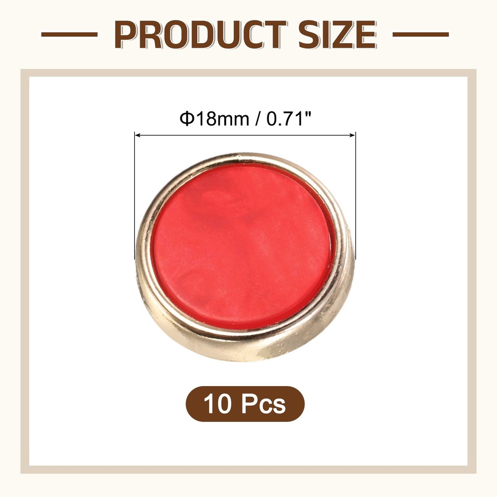 10Pcs Round Button, 18mm/0.7" Resin Decorative Pattern Button, Red