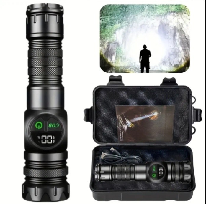 Flashlight High Lumen Rechargeable, 1000000 High Lumen With CASE Type C Charging