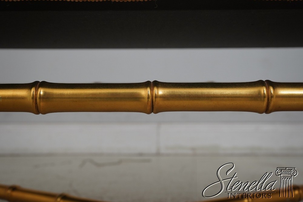 L57727: Decorator Newly Upholstered Gold Bamboo Form Bench
