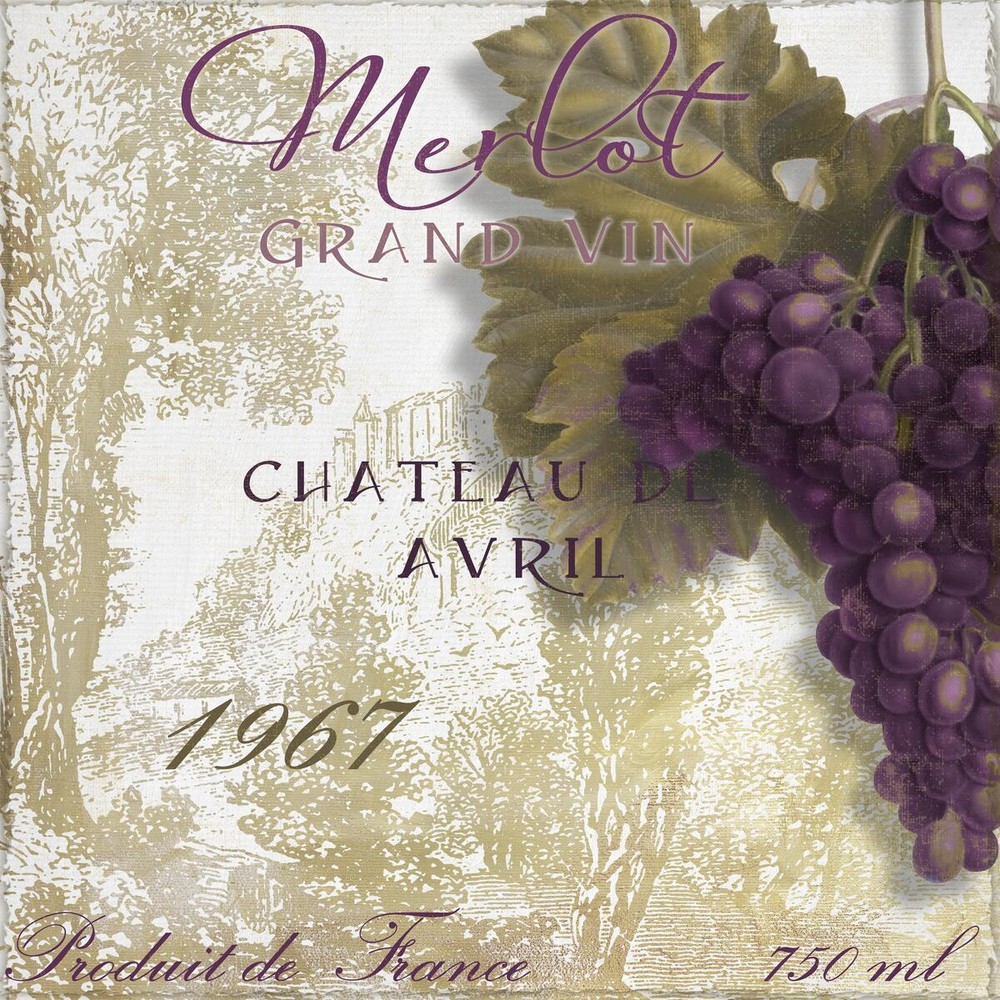 Ceramic Backsplash Tile Mural Wine Themed Kitchen - Grand Vin Merlot