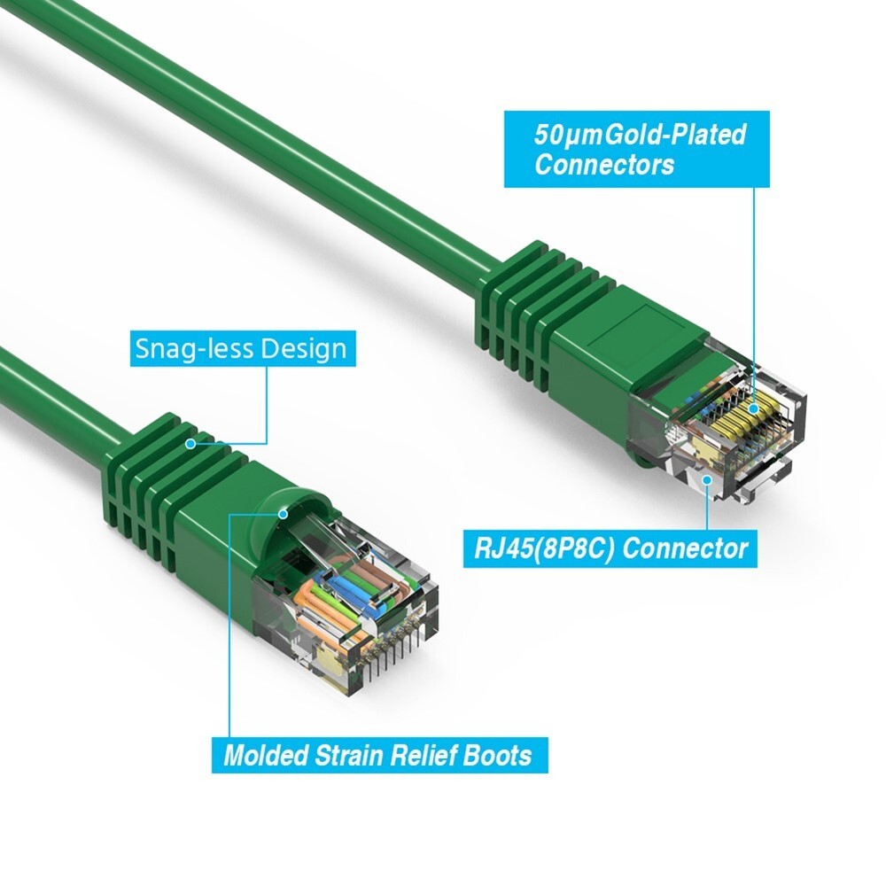 1FT Cat5E RJ45 Ethernet LAN Network UTP Snagless Patch Cable Pure Copper Green