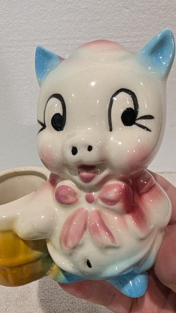Vintage Shawnee Pottery Pig Ceramic Planter 4.75" Anthropomorphic