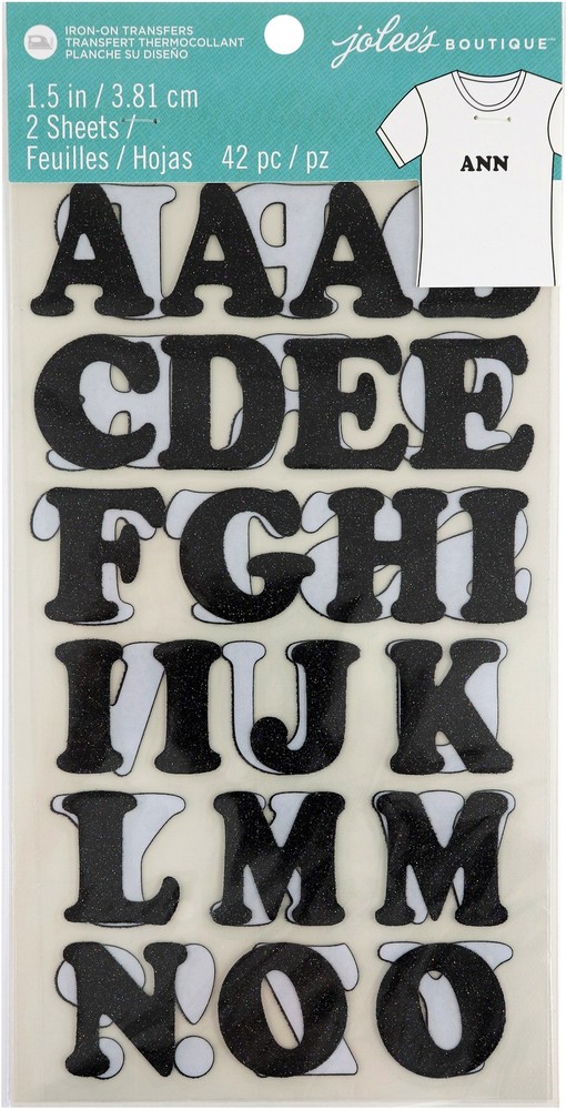 Jolee's Iron-On Letters 1.5"-Black Glitter