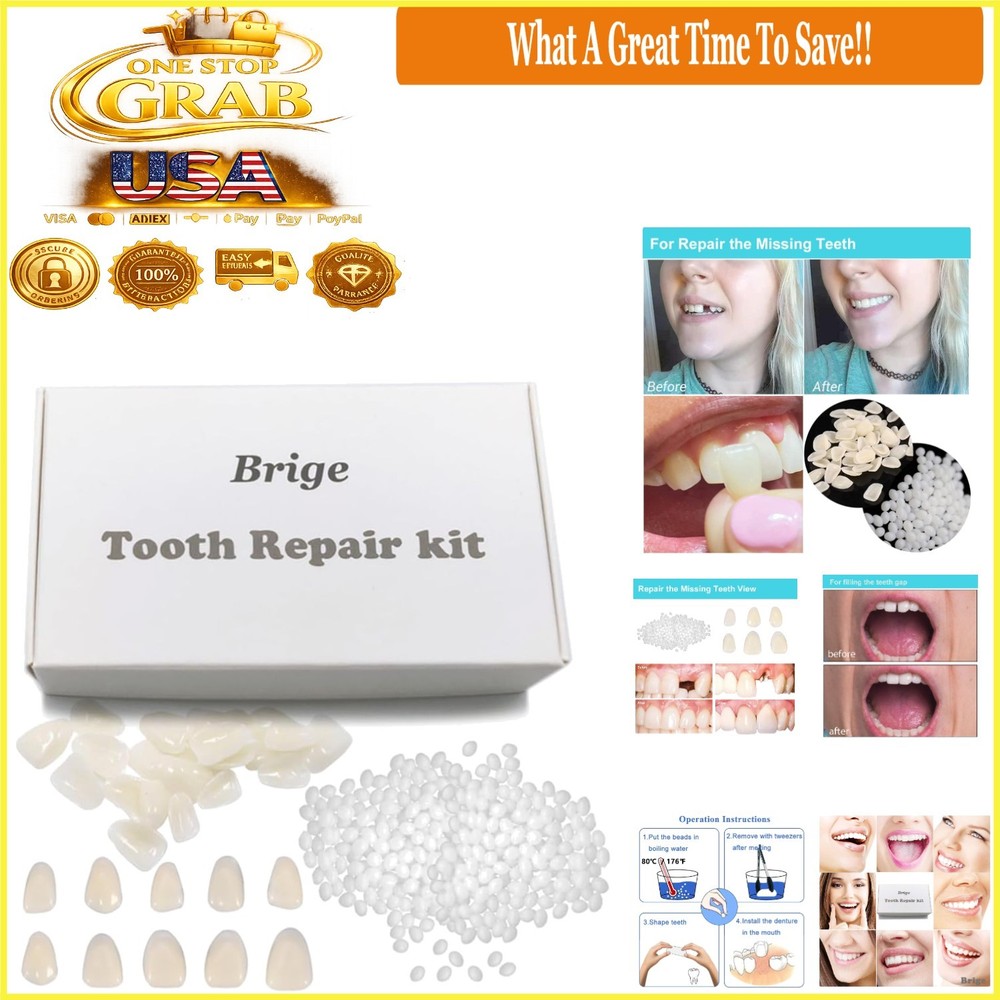 Tooth Repair Kit Moldable Fake Teeth Replacement for Gaps and Broken Teeth