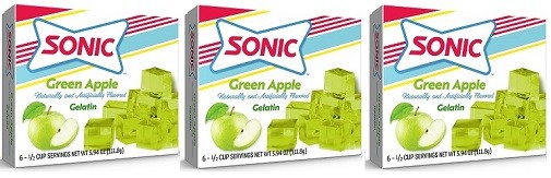Sonic Gelatin Dessert Mix Green Apple 3 Pack
