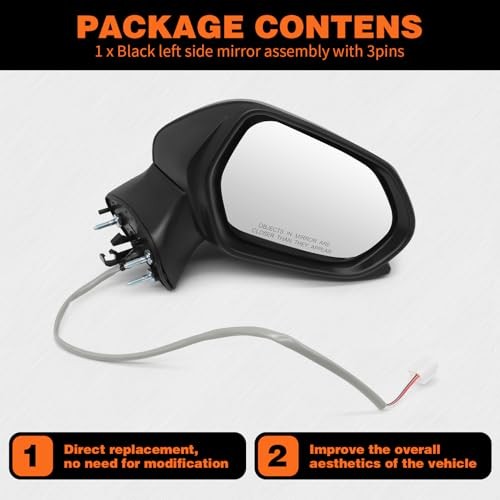 Passenger Side Mirror Assembly Compatible with Camry 2018-2024 Side Right Black