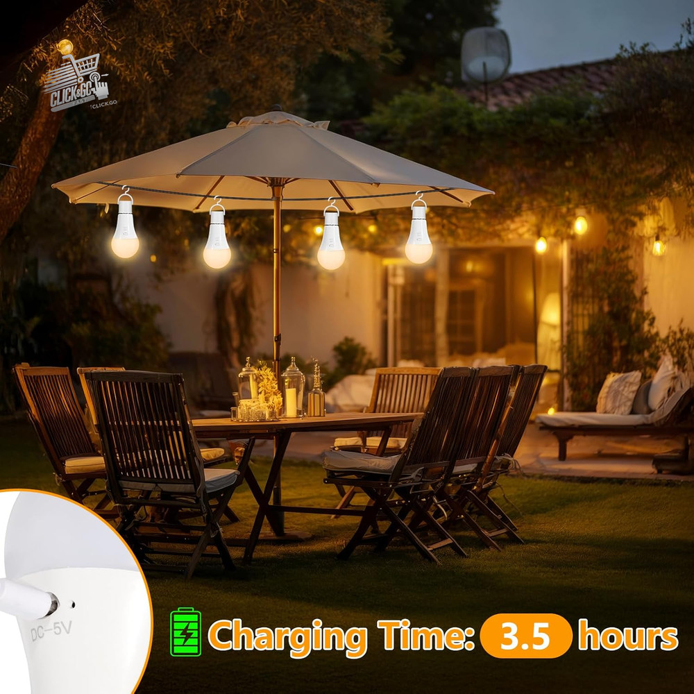 4 Pack LED Bulbs E27 Rechargeable Battery Emergency Dimmable Remote Control