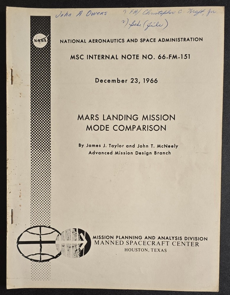 MARS MANNED SPACECRAFT MISSION TRAVEL NASA ROCKET OPERATIONS INTERNAL ANALYSIS