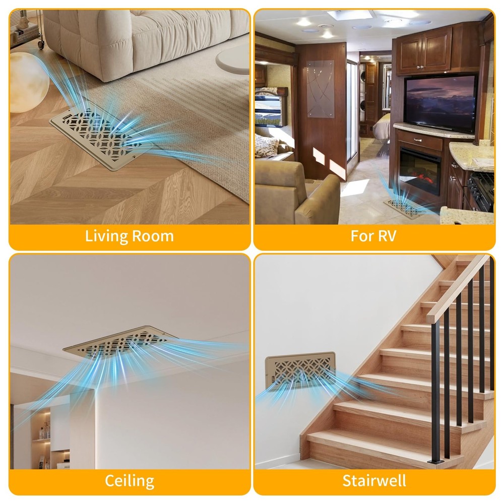 Rust-Proof Steel Floor Vent Covers 4x14 Adjustable Decorative 2 Pack for Home Ce