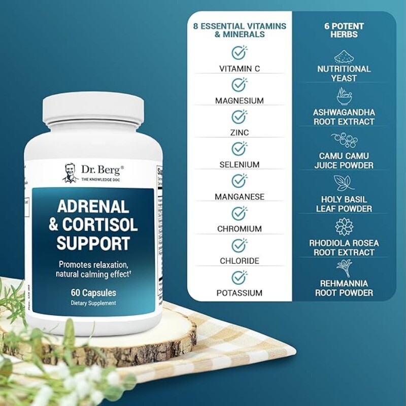 Adrenal & Cortisol Support Mood Focus Relaxation Support 60 Capsules