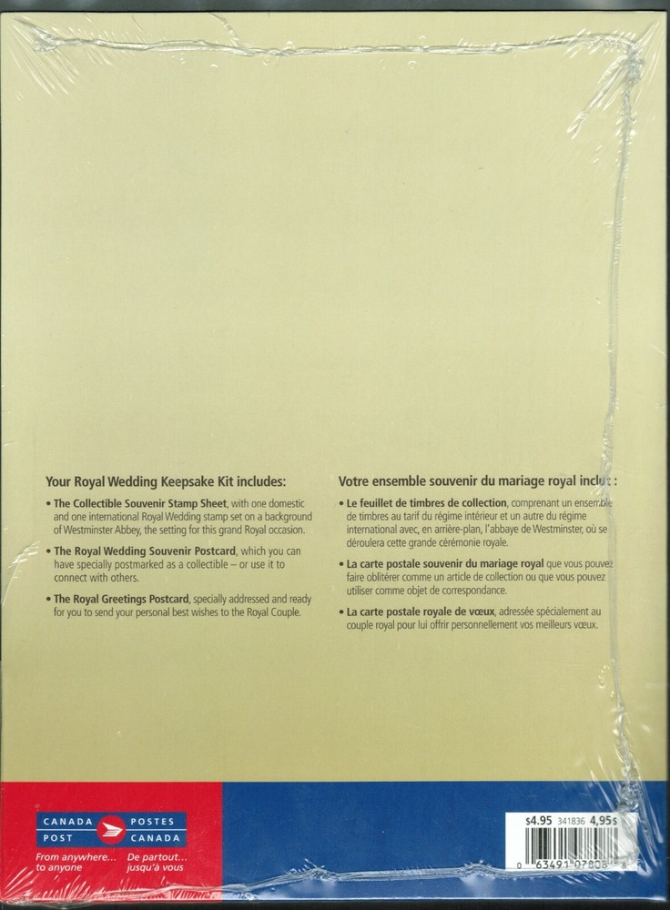 Canada sc#2464 Unitrade #167 Royal Wedding Keepsafe Kit, Mint-NH