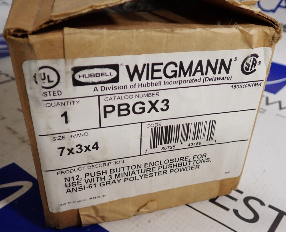 NEW - Wiegmann PBGX3 Push Button Enclosure 3 Hole Metallic
