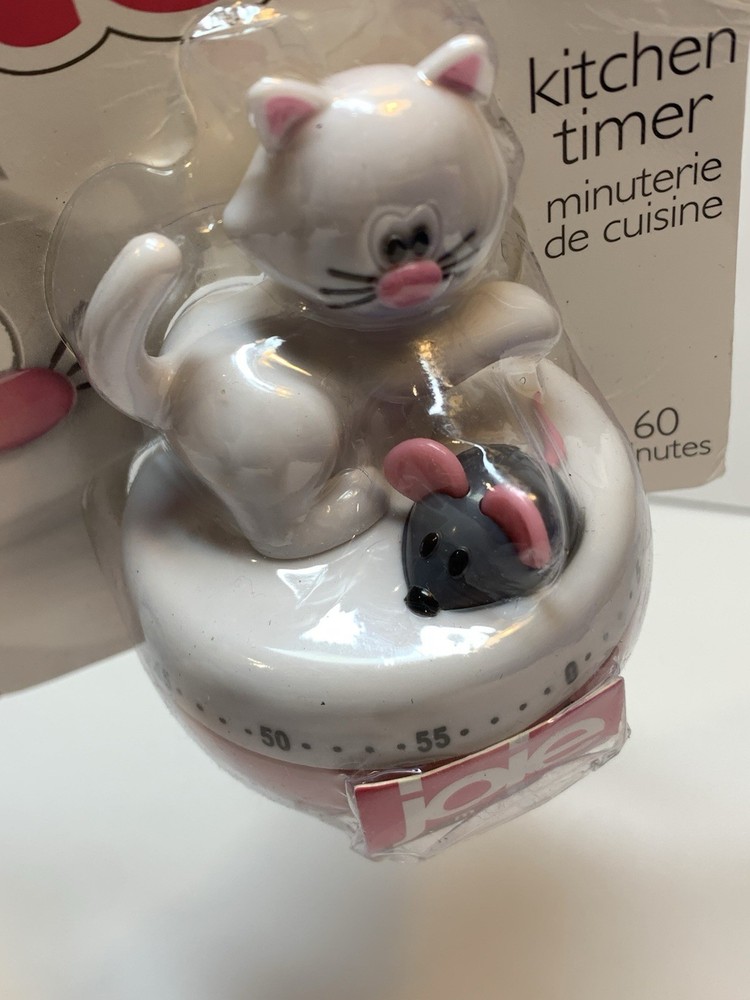 Joie Meow Kitchen Egg Timer Pink Cat & Mouse 60 Minute Max Timer Fun Cute NEW
