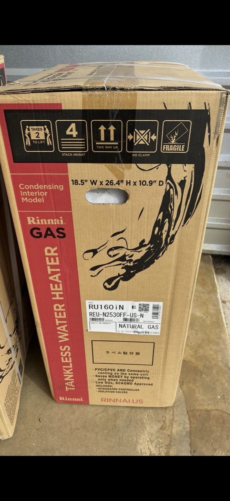 Rinnai RU160iN Condensing Tankless Gas Water Heater Wi-Fi Ready Indoor