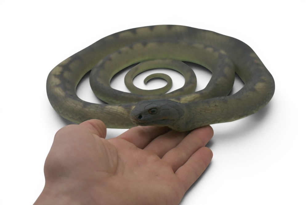 Python Snake, Hand Painted Hard Rubber, Realistic Reptile, Realistic Toy 72 Inch