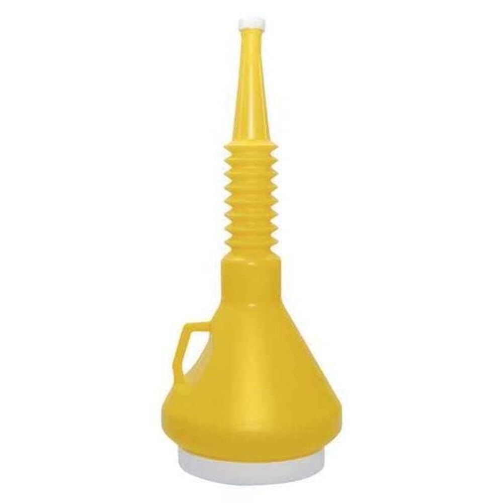 32135 Funnel King Yellow Double Capped Funnel - 1-1/2 Quart Capacity