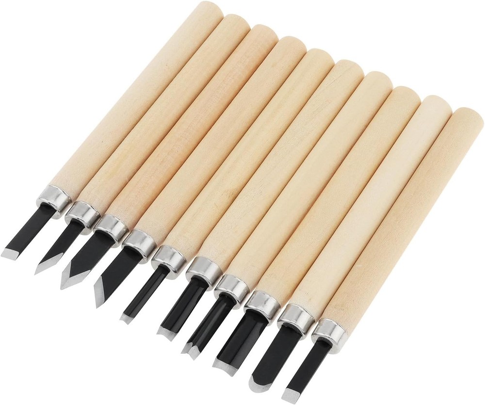 10pcs Professional Wood Carving Chisel Set - Carbon Steel Woodworking Tools