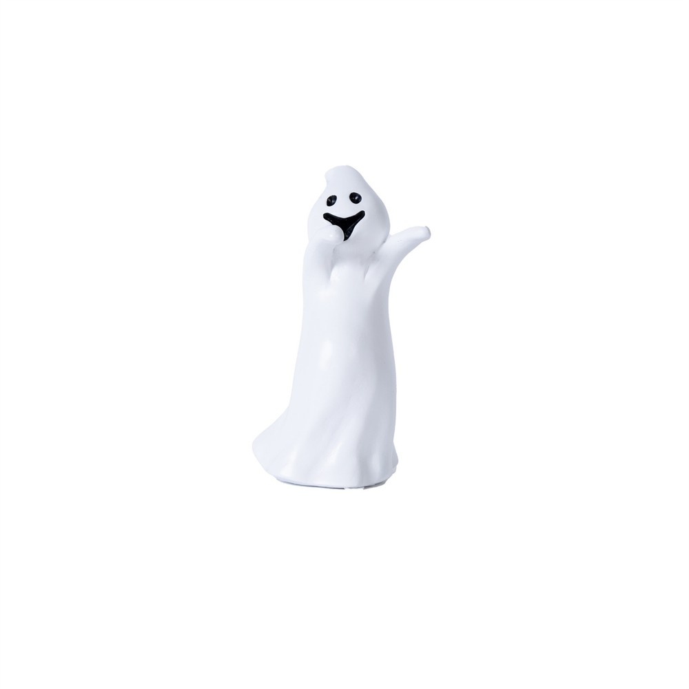 Set of Three White Polyresin Halloween Ghost Figurines