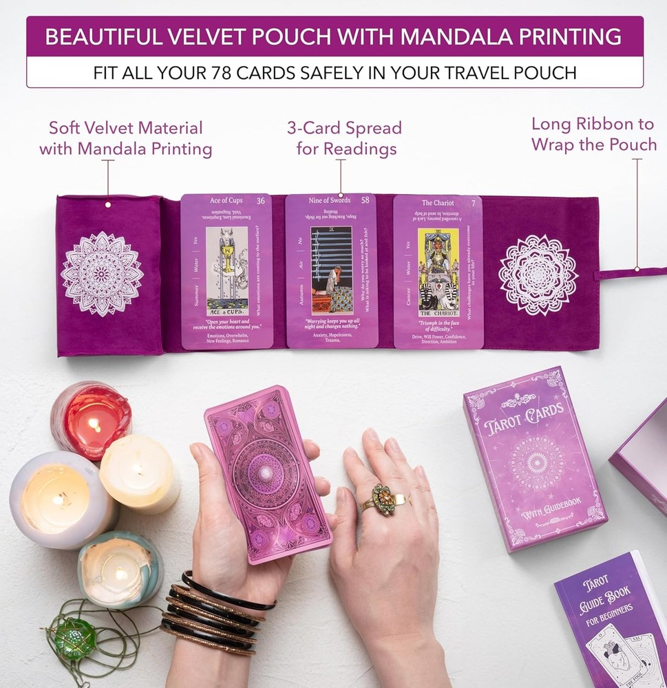 Beginners Tarot Cards With GuideBook Pink Tarot Deck Learn Tarot Beautiful Deck