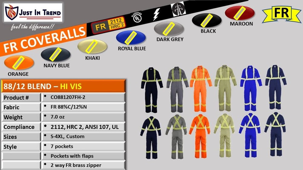 Flame Resistant FR High Visibility Hi Vis Coverall Medium Black