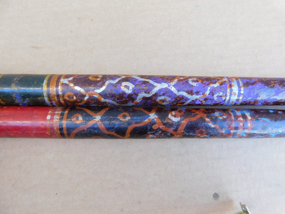 Pair Antique Chinese Hand Made Wood Drumsticks 15"