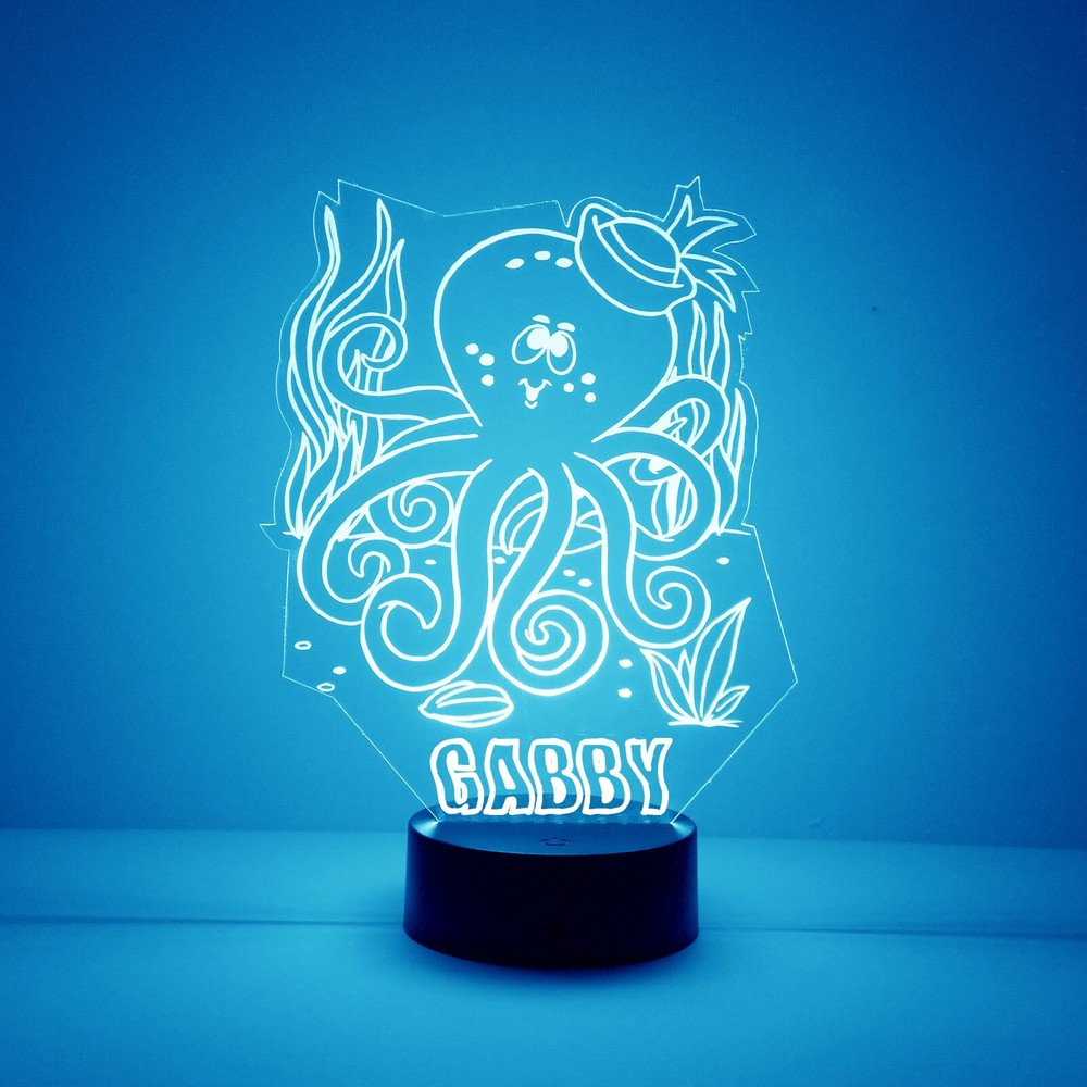 Octopus - Personalized Night Lamp - FREE Engraved Name - LED Night Light