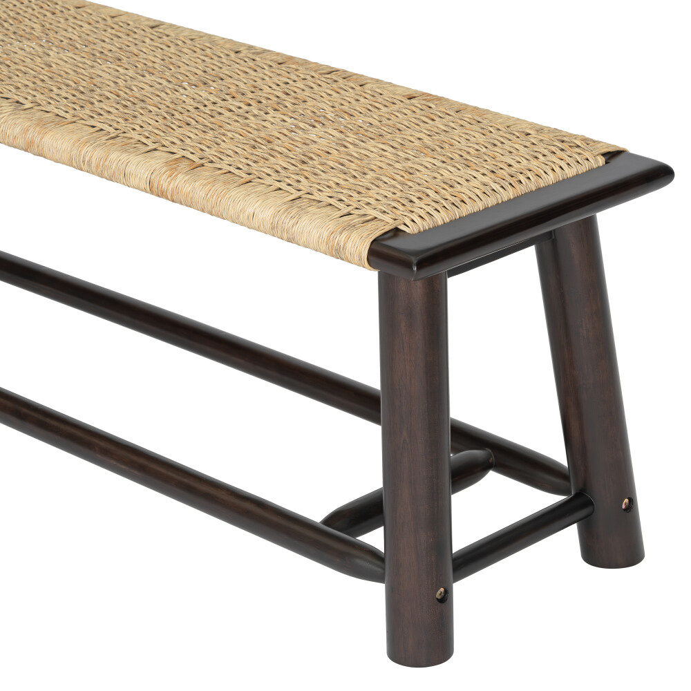 Champagne 59-73" Extendable Table Dining Set, Solid Wood Rattan Chairs