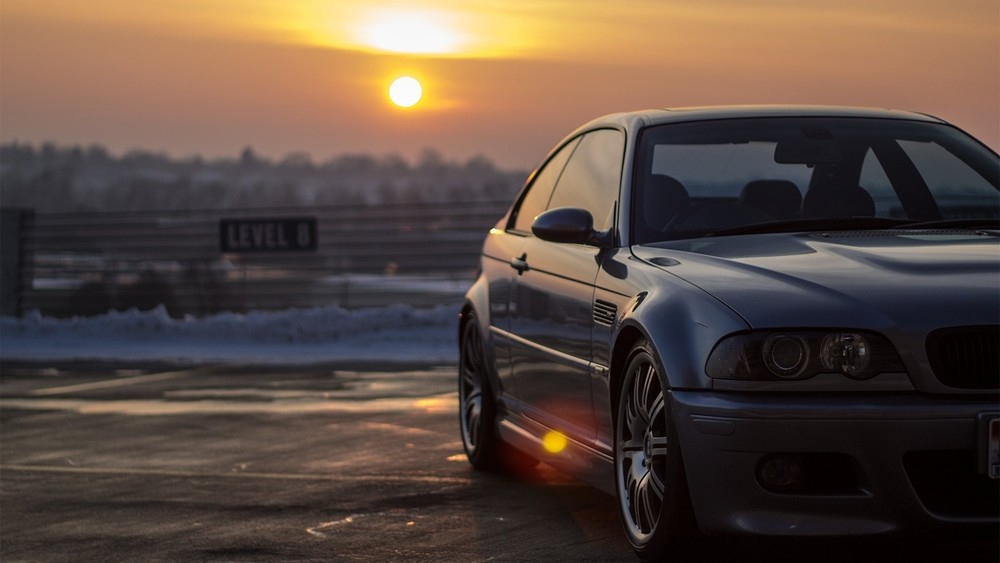 Cars sunset bmw e46 Desk Mat Stitched