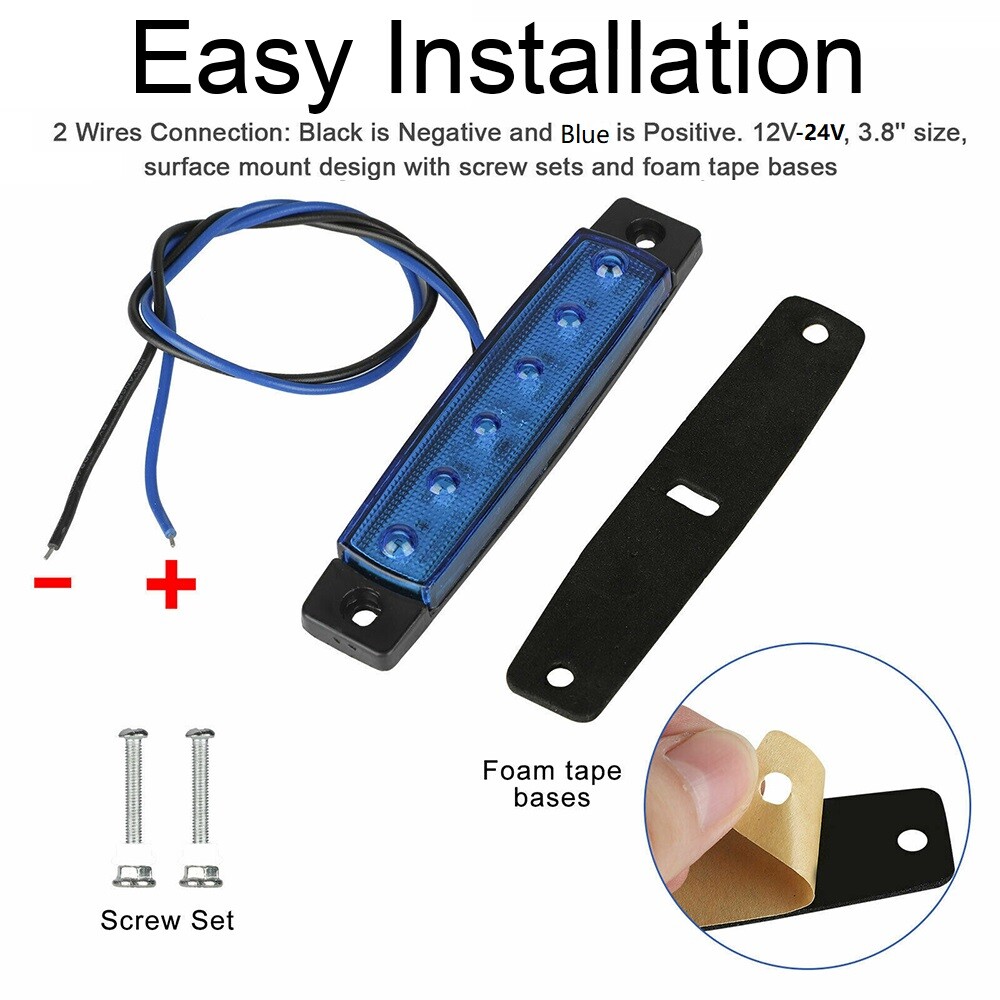 4Pcs Blue LED Marine Boat Lights Courtesy Waterproof Light Deck Transom Lights