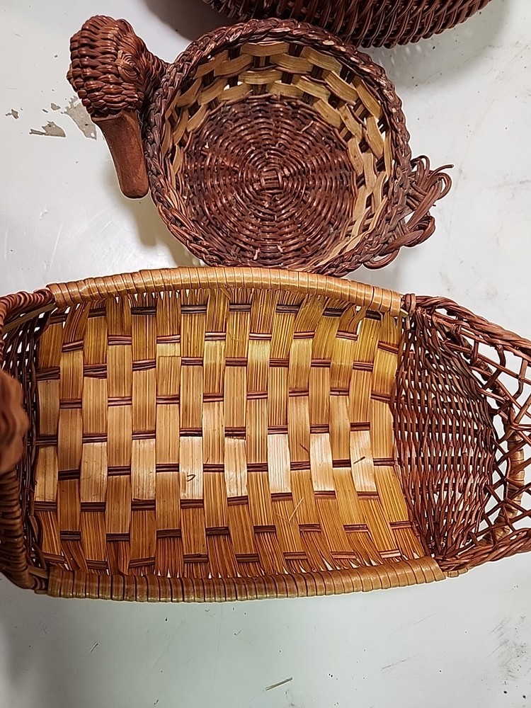 Decorative Basket Lot Duck Chicken Deer Wicker