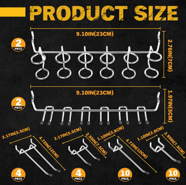 260 PCS Peg Board Kit Assortment Accessories Tool Metal Hook Pegboard Organizer