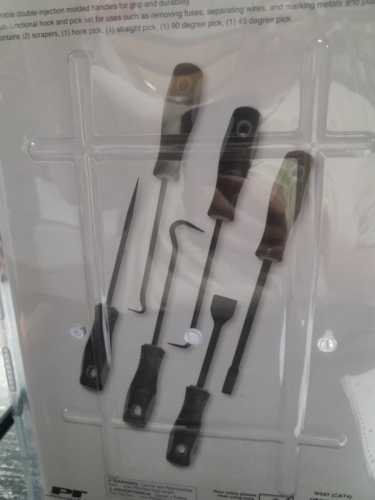 Performance Tool 6 piece Hook & Pick Set W947 Durable Double-Injection