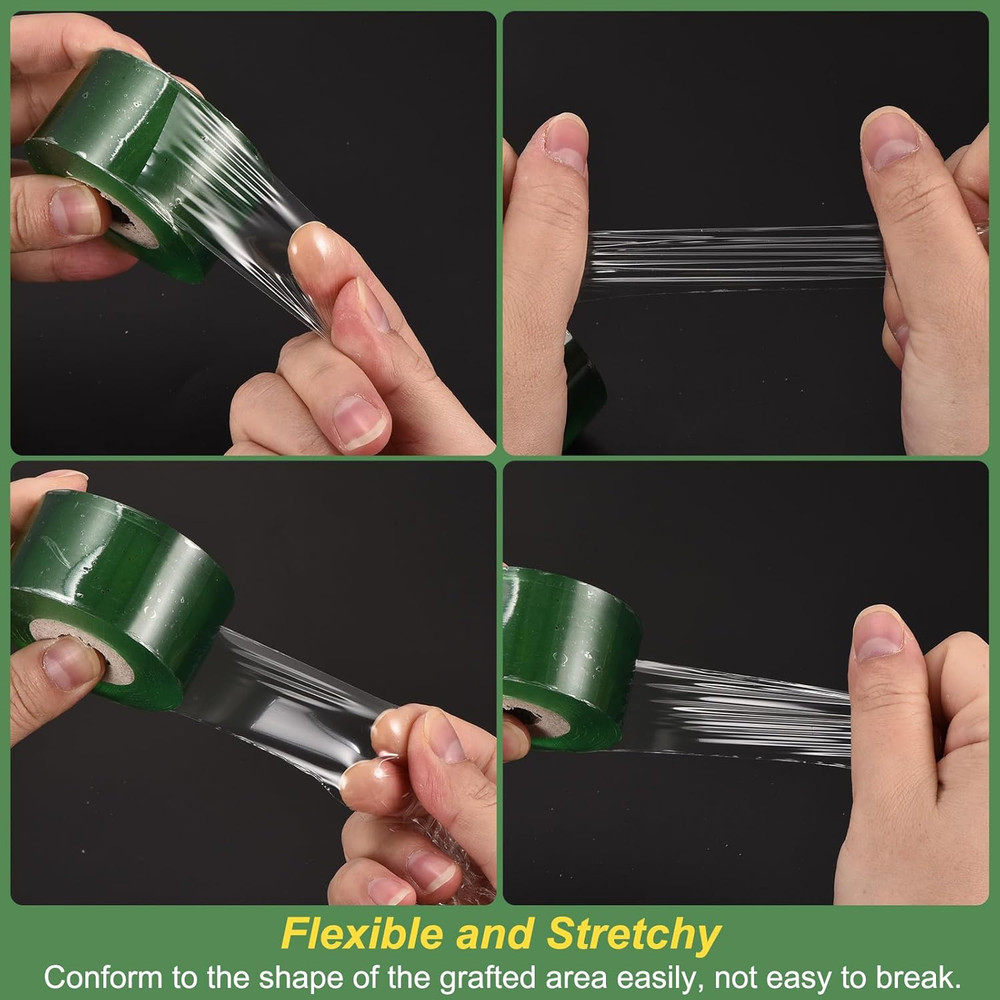 2 Rolls Fruit Tree Grafting Tape 2.5CM 3CM Width 100M Length PE Stretchable G...