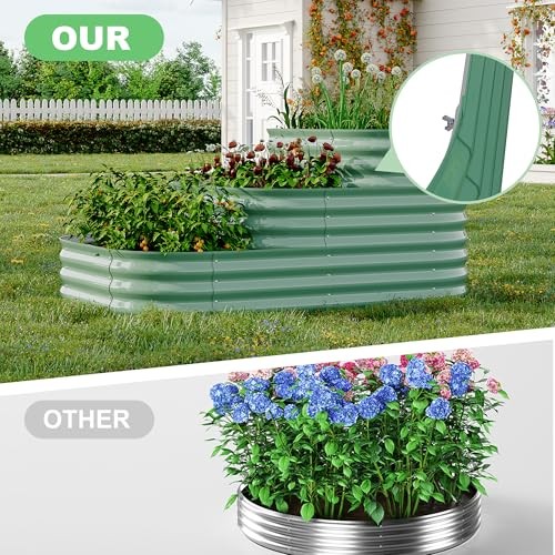 Galvanized Steel Raised Garden Bed - 30.7 in Deep Open-Base Green