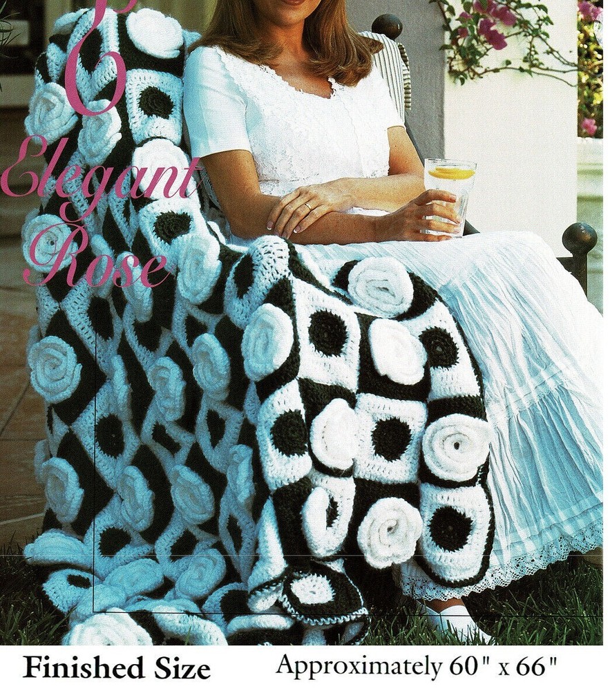 ELEGANT ROSE AFGHAN CROCHET PATTERN ONLY - AH200