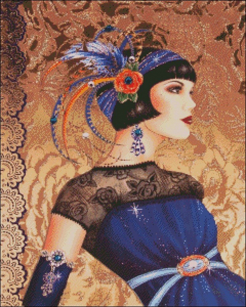 Chart Needlework Embroidery Counted Cross Stitch Pattern-Art Deco Lady