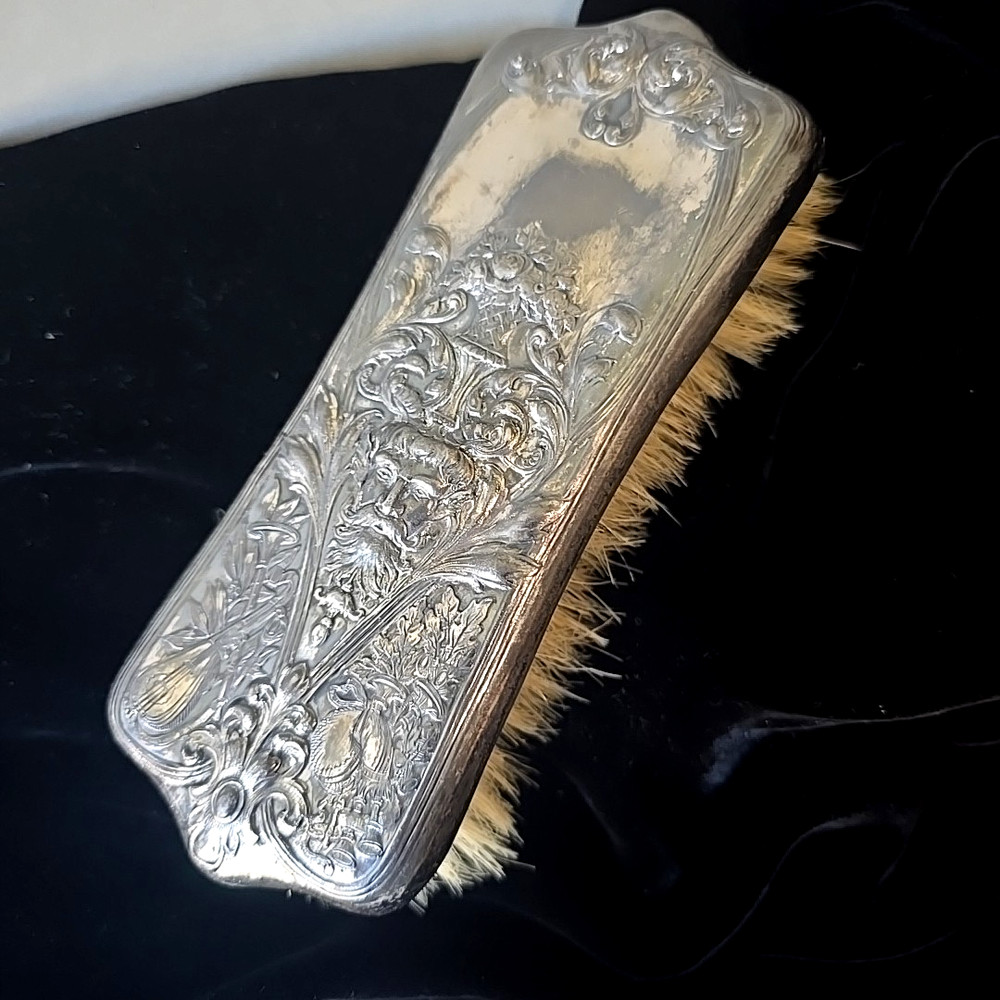 Antique Victorian Vanity Brush Silverplate 7" x 3"