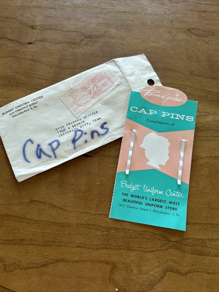 Budgies Nurse’s Uniform Cap Pins, 1959