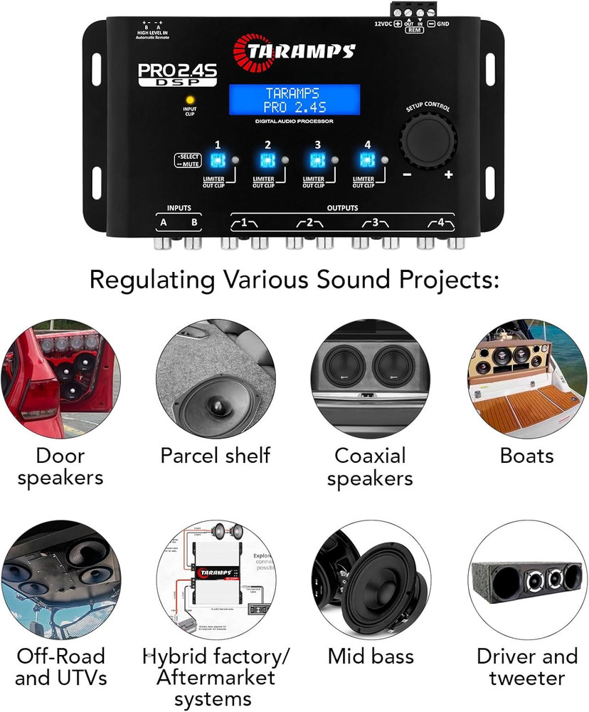 Taramps Pro 2.4S DSP Crossover Full Digital Signal Processor and Equalizer with