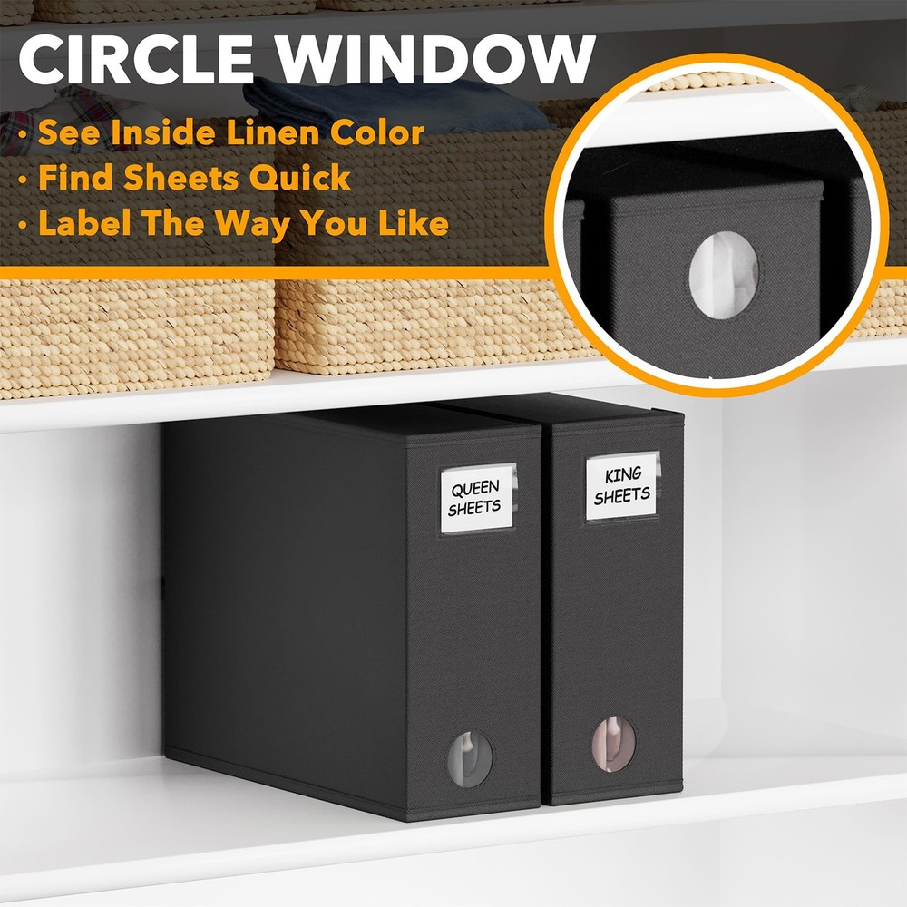 SpaceAid 2 Pack Bed Sheet Organizers and Storage, Foldable 2 Pack, Black