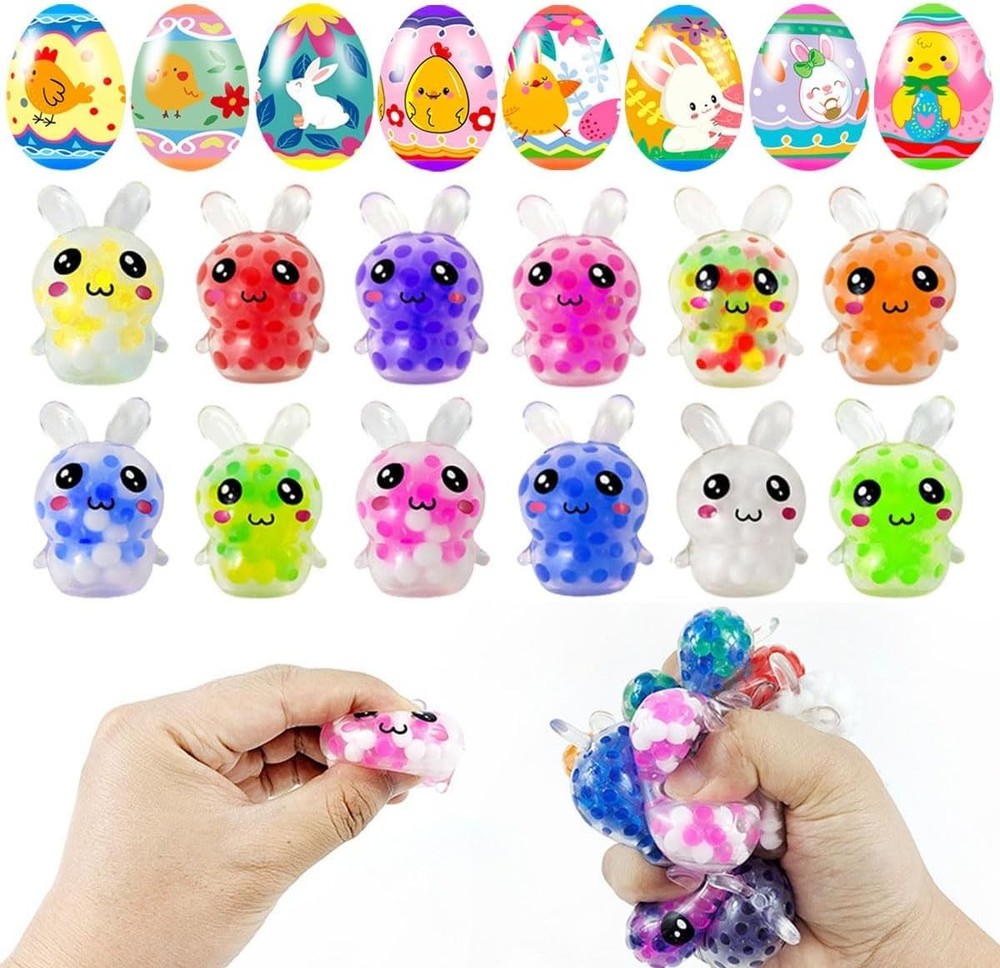 24 Pack Prefilled Easter Eggs with Squeeze Toys Colorful Easter Eggs with Variet