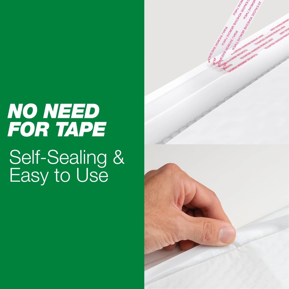Duck Max Strength Self-Sealing Poly Bubble Mailer #0, 6" x 9", Solid White, 25 P