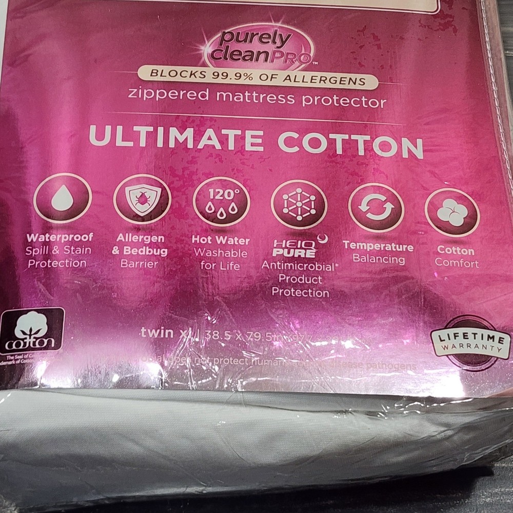 Allerease Purely Clean Pro Twin XL Zippered Mattress Protector Ultimate Cotton