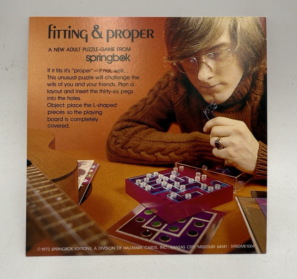 Sid Sackson Fitting & Proper Puzzle-Game 1973 Springbox - Hallmark Cards