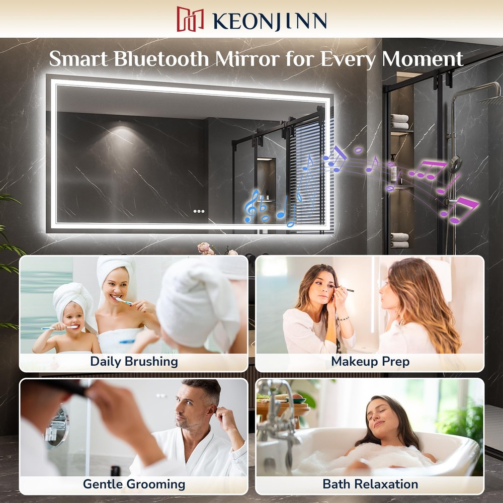 24" x 30" Lighted Mirrors for Bathroom Wall with Bluetooth Speaker, Frontlit ...