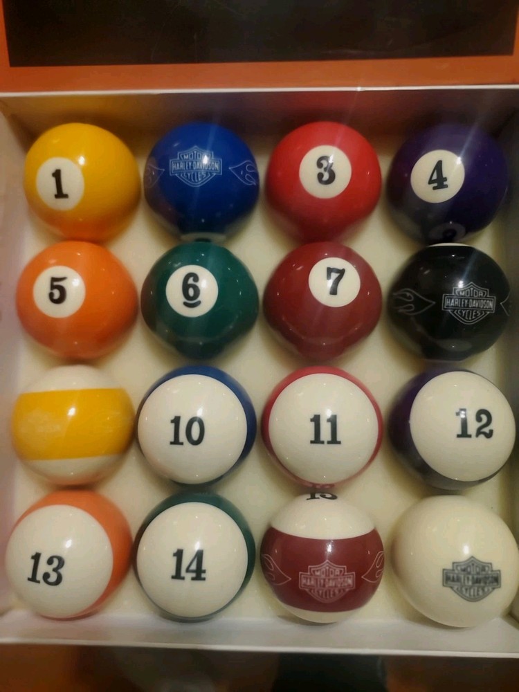 Harley-Davidson Custom Billiard Ball Set Complete with Box