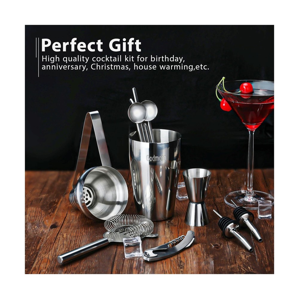 Cocktail Shaker Set Bartender Kit, Godmorn 15Pcs Bartender Shaker S... Fast Ship