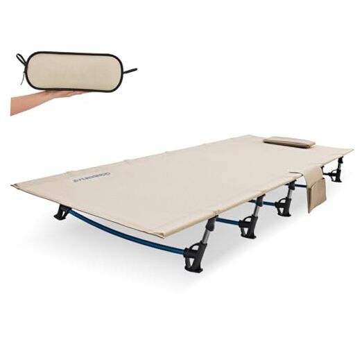 Ultralight Folding Camping Cot, Extra Long Backpacking Camping Cots White Gray